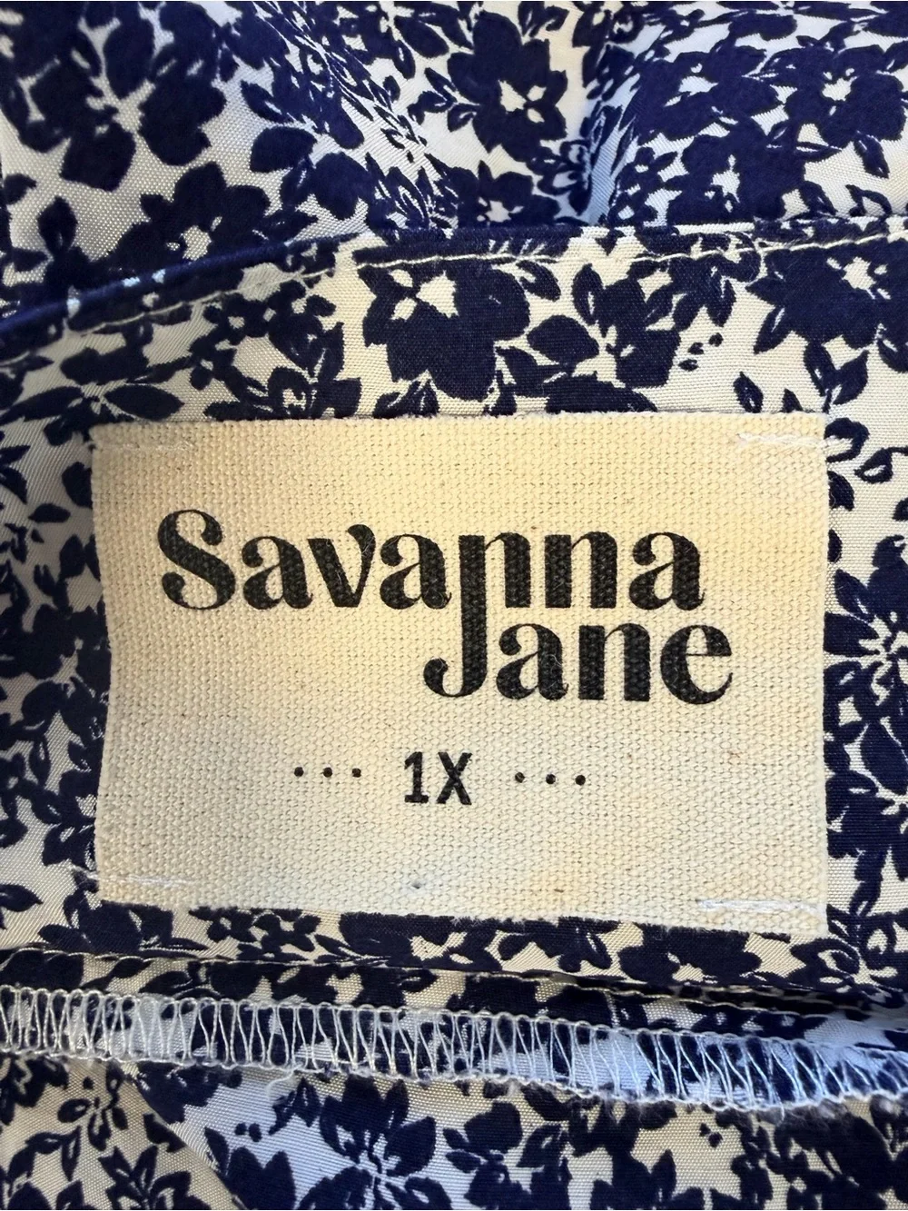Savanna Jane Blue White Floral Embroidered Boho Peasant Blouse 1X Cottagecore - Picture 5 of 6